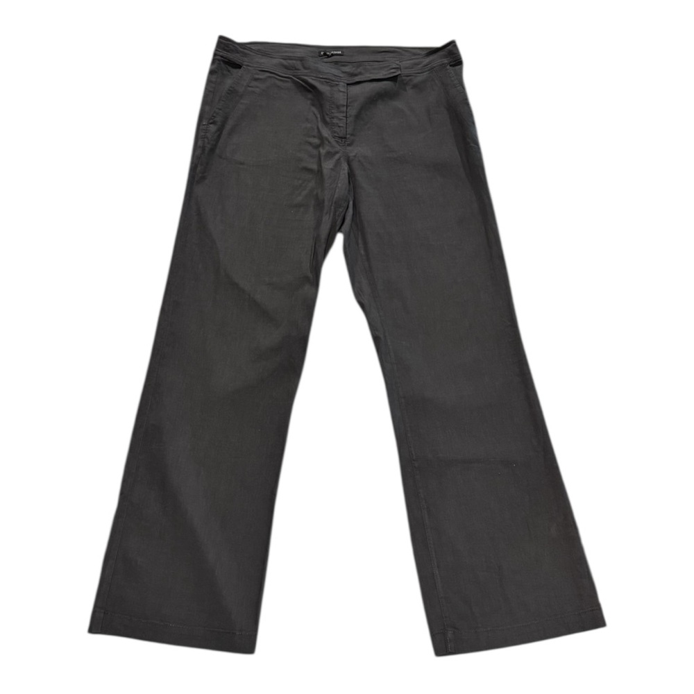 Eileen Fisher Pants Womens Size 14 Lightweight Linen Blend Dark Gray Trousers